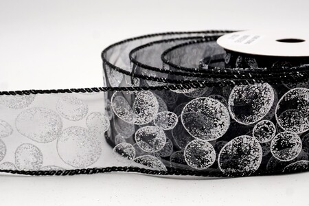 Black Glitter Ornament Orb Wired Ribbon_KW0457GC-53-53